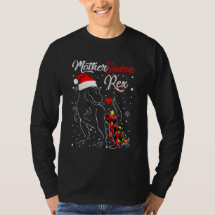 Funny Mothersaurus Rex Dinosaur Red Plaid Christma T-Shirt
