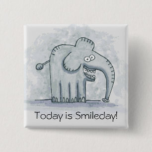 Funny motivational elephant Today is Smileday 2 Inch Square Button