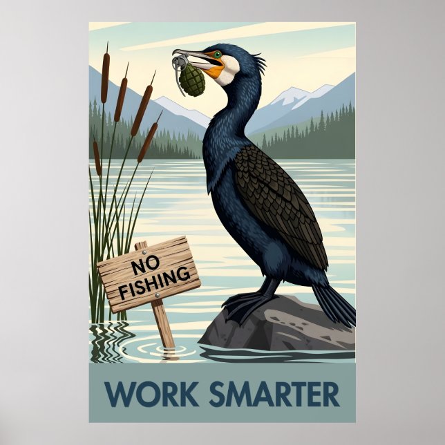 Funny motivational 'Work Smarter' quote poster (Front)