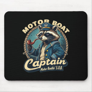 Funny Motor Boat Captain Nautical Raccoon Meme Cos Mouse Pad