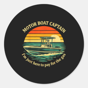Funny motor boat captain skeleton lake life graphi classic round sticker