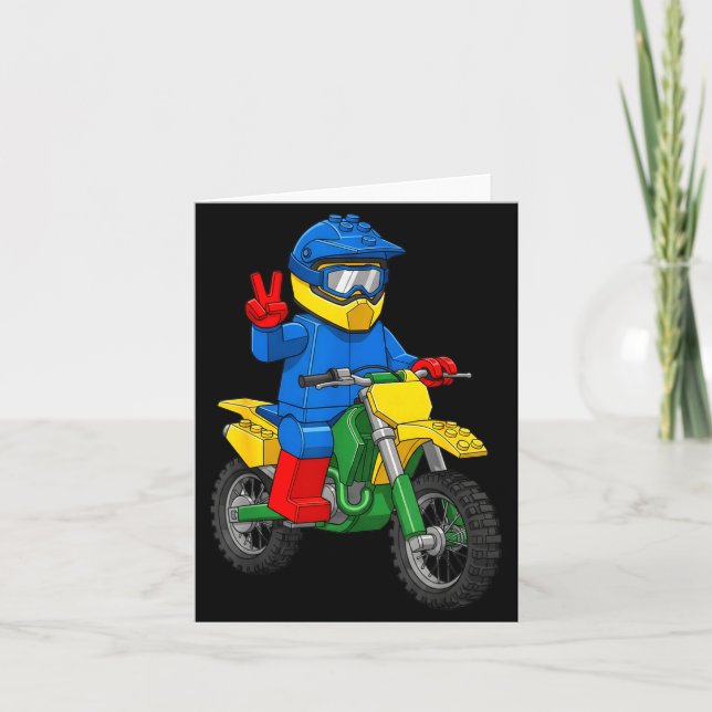 Funny Motorbike Builder Boys Block Building Toys D Card (Front)