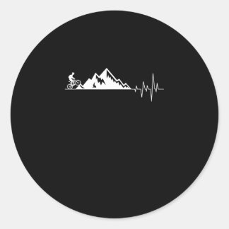 funny mountain bike heartbeat bikers classic round sticker