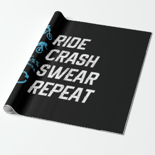 funny mountain bike ride crash swear repeat wrapping paper