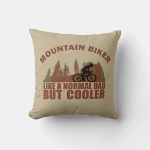 Funny Mountain Biking Dad Throw Pillow