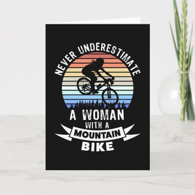 Funny Mountain Biking MTB Gift for Women Card (Front)