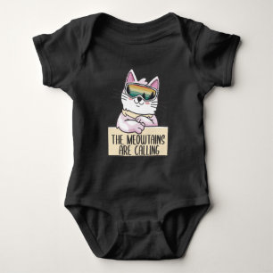 Funny Mountain Snowboarding Skiing Gift Cat Lover Baby Bodysuit