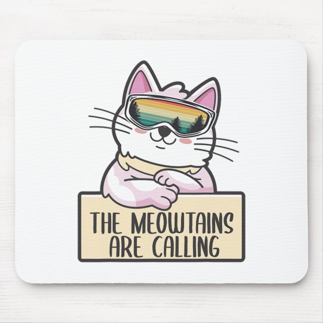 Funny Mountain Snowboarding Skiing Gift For Cat Lo Mouse Pad (Front)