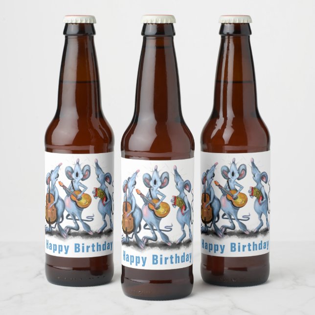 Funny Mouse Band Your Birthday Bottle Labels (Bottles)