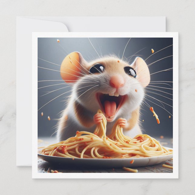 Funny Mouse Dinner invitation, Mouse Birthday Invitation (Front)