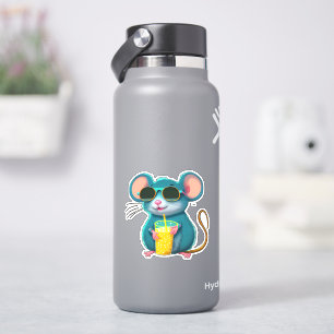 Funny mouse drinking sticker