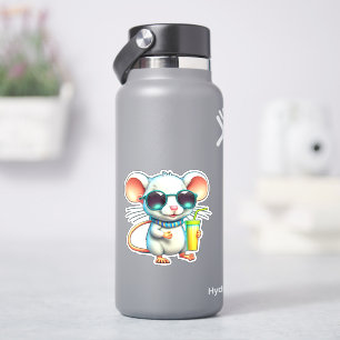 Funny mouse drinking sticker