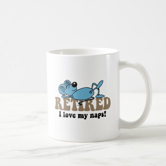 Funny mouse napping retirement coffee mug (Right)