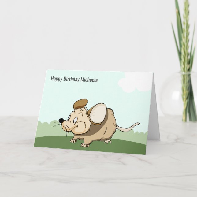 Funny Mouse Personalized Kid Birthday Card (Front)