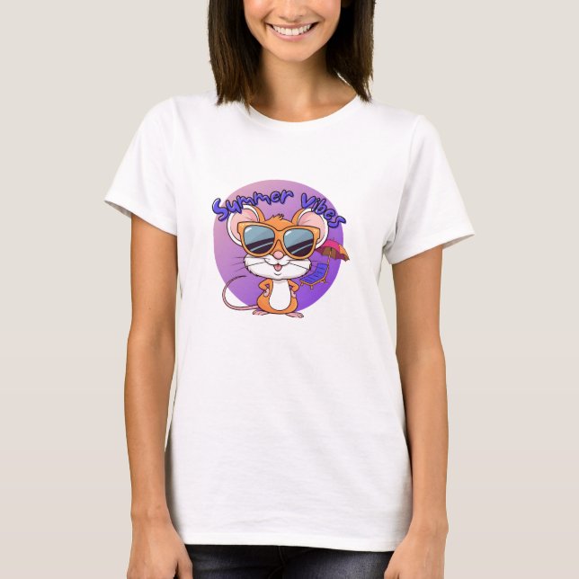 Funny Mouse Summer Vibes T-Shirt (Front)