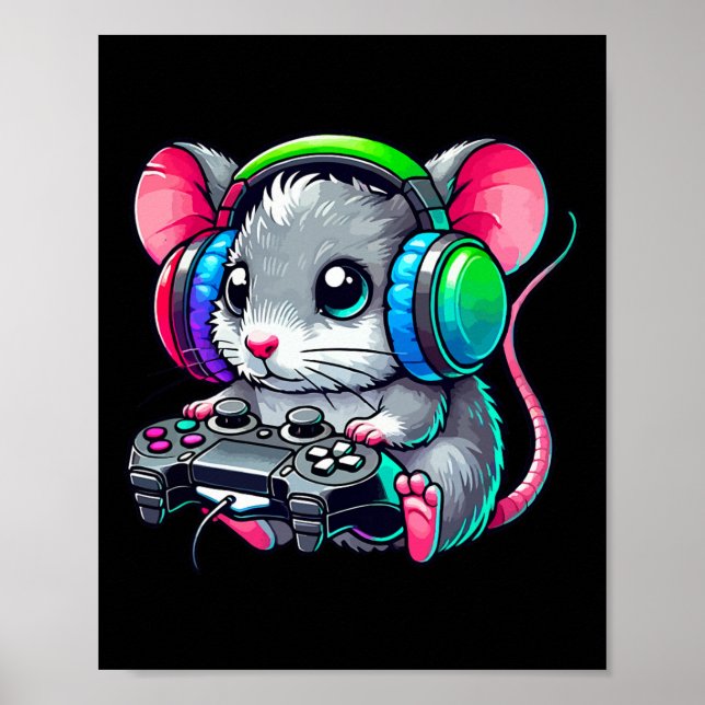 Funny Mouse Video Games Lover Gamer Gaming  Poster (Front)