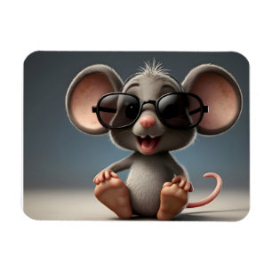 Funny mouse with glasses magnet