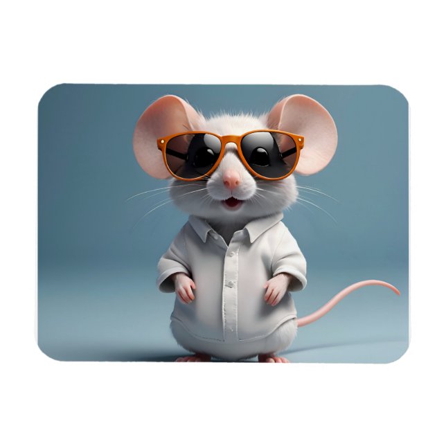 Funny mouse with glasses magnet (Horizontal)