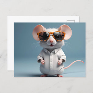 Funny mouse with glasses postcard