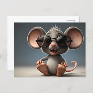 Funny mouse with glasses postcard