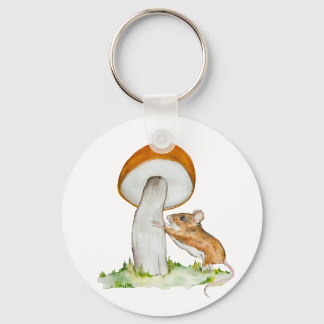 Funny mouse with wild mushroom keychain (Front)