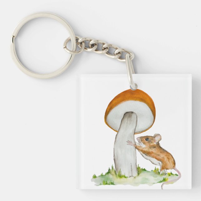 Funny mouse with wild mushroom keychain (Front)