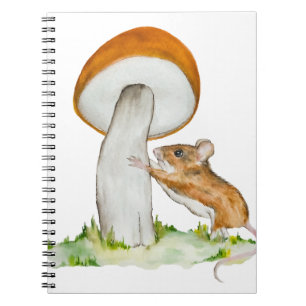 Funny mouse with wild mushroom notebook