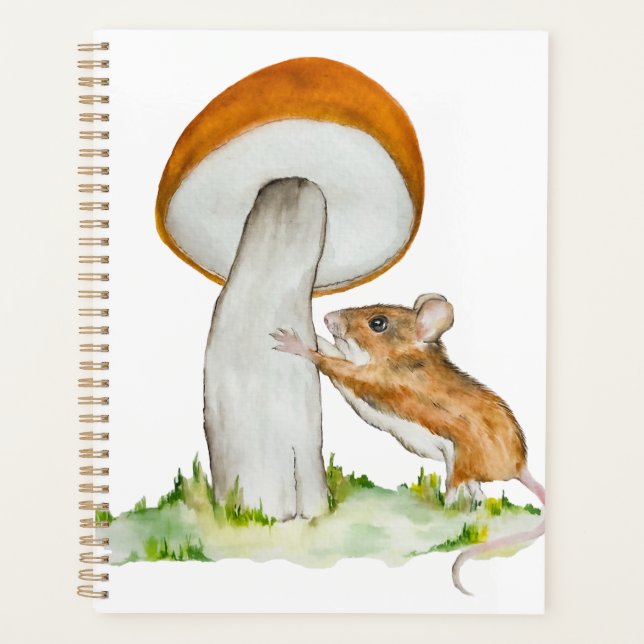 Funny mouse with wild mushroom planner (Front)
