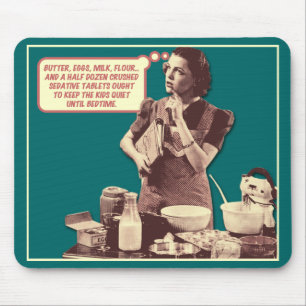 Funny Mousepad - Retro Housewife Sleepytime Cake