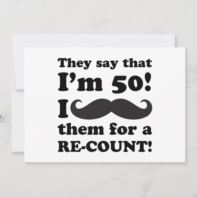 Funny Moustache 50th Birthday Card (Front)