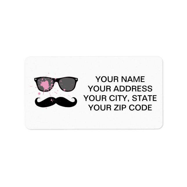 Funny Moustache and Sunglasses Label (Front)