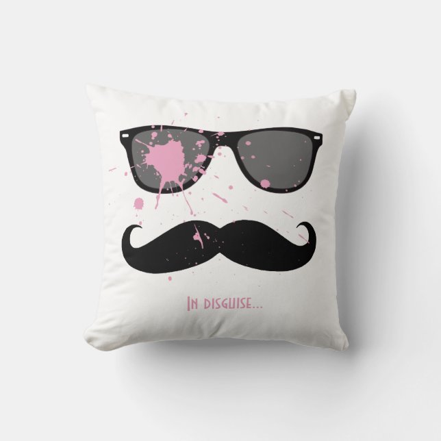 Funny Moustache and Sunglasses Throw Pillow (Front)