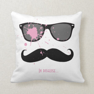 Funny Moustache and Sunglasses Throw Pillow
