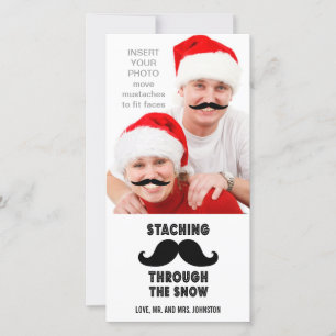 Funny Moustache Christmas Photo Card