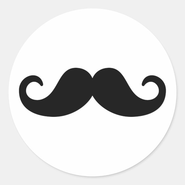 Funny Moustache Classic Round Sticker (Front)