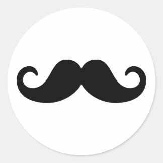 Funny Moustache Classic Round Sticker