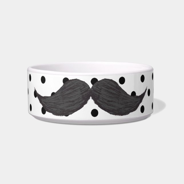 Funny Moustache Drawing And Black Polka Dots Bowl (Front)