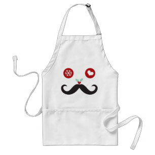 Funny Moustache Face Snowflake Christmas Holiday Standard Apron