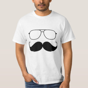funny moustache glasses in black T-Shirt
