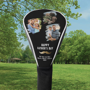 Funny Moustache Happy Father's Day 3 Photo Golf Head Cover