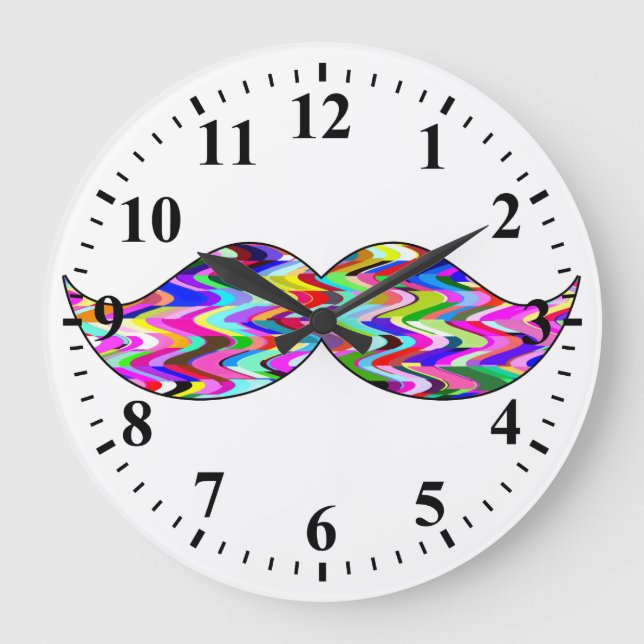 Funny Moustache Large Clock (Front)