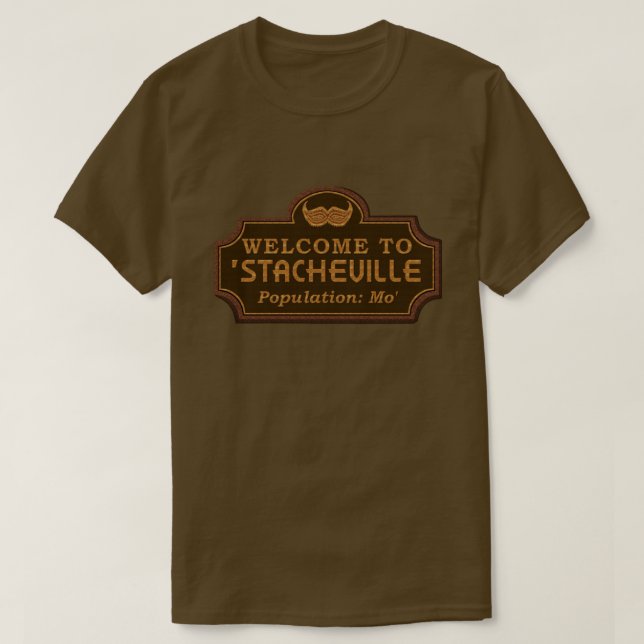 Funny Moustache Mo Welcome Sign T-Shirt (Design Front)