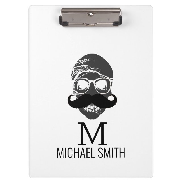 Funny Moustache Monogram #2 Clipboard (Front)