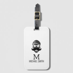 Funny Moustache Monogram #2 Luggage Tag