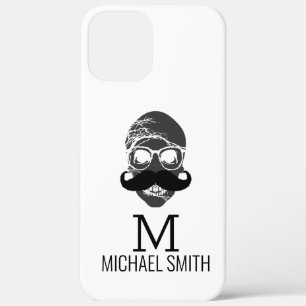 Funny Moustache Monogram iPhone 12 Pro Max Case
