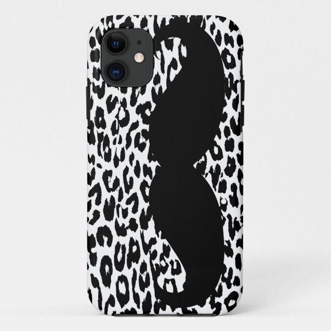 Funny Moustache on Leopard Skin (Black and White) Case-Mate iPhone Case (Back)