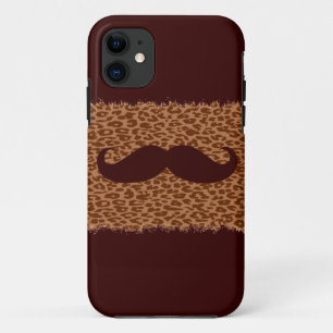 Funny Moustache on Leopard Skin iPhone 11 Case