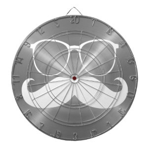 Funny Moustache on Metal Grey Background Dartboard