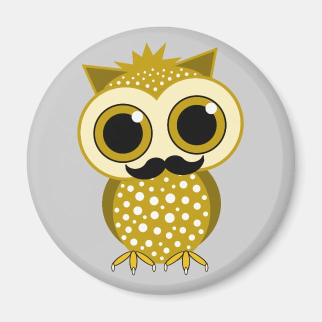 funny moustache owl magnet (Front)