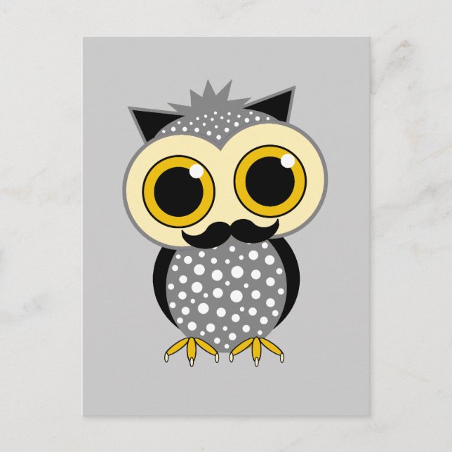 funny moustache owl postcard (Front)